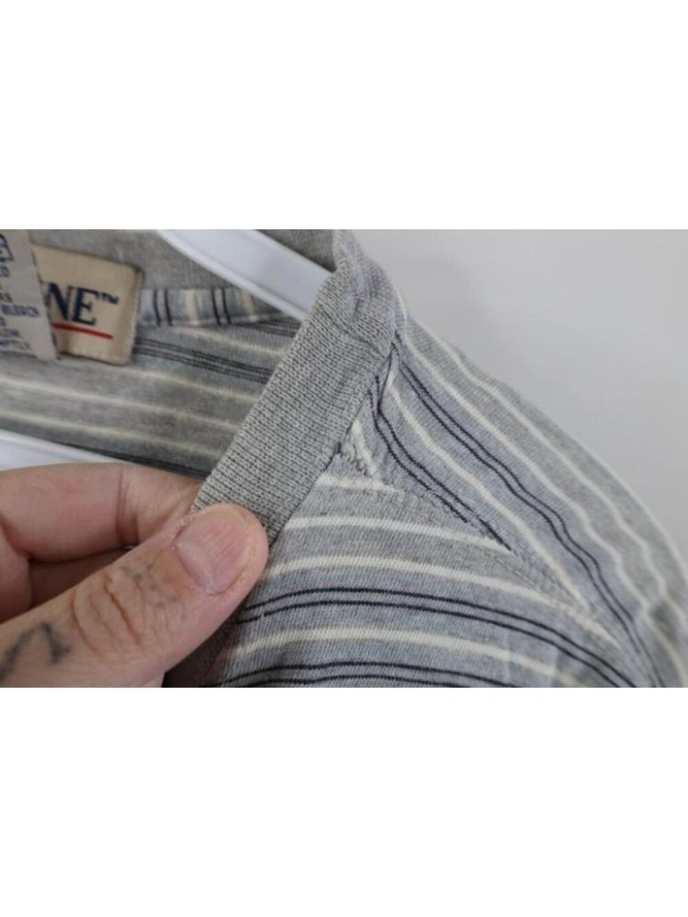 Vtg 90s Streetwear Mens XL Distressed Striped Color Block Short Sleeve T-Shirt - Picture 7 of 14